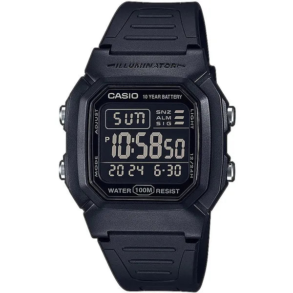 Casio W-800H-1BVES férfi digitális óra, 100 m vízálló, 10 év elem, fekete