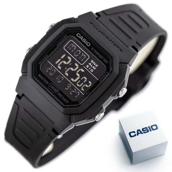 Casio W-800H-1BVES férfi digitális óra, 100 m vízálló, 10 év elem, fekete
