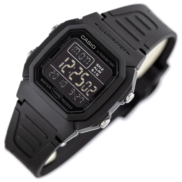 Casio W-800H-1BVES férfi digitális óra, 100 m vízálló, 10 év elem, fekete