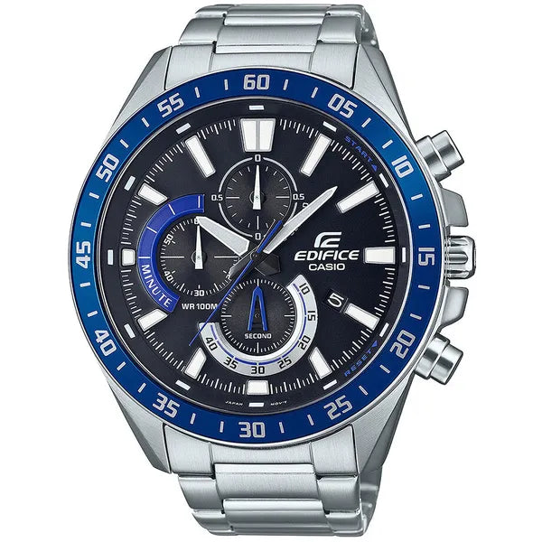 Casio Edifice EFV-620D-1A2 férfi kronográf karóra, acél, WR100, fekete/kék