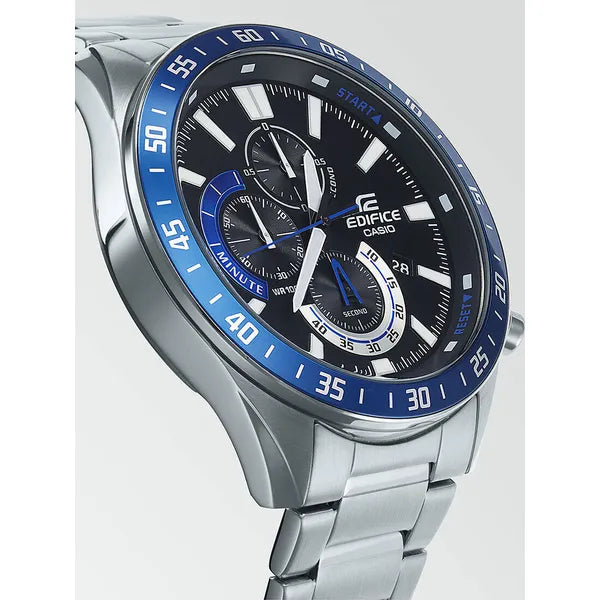Casio Edifice EFV-620D-1A2 férfi kronográf karóra, acél, WR100, fekete/kék