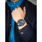 Casio Edifice EFV-620D-1A2 férfi kronográf karóra, acél, WR100, fekete/kék