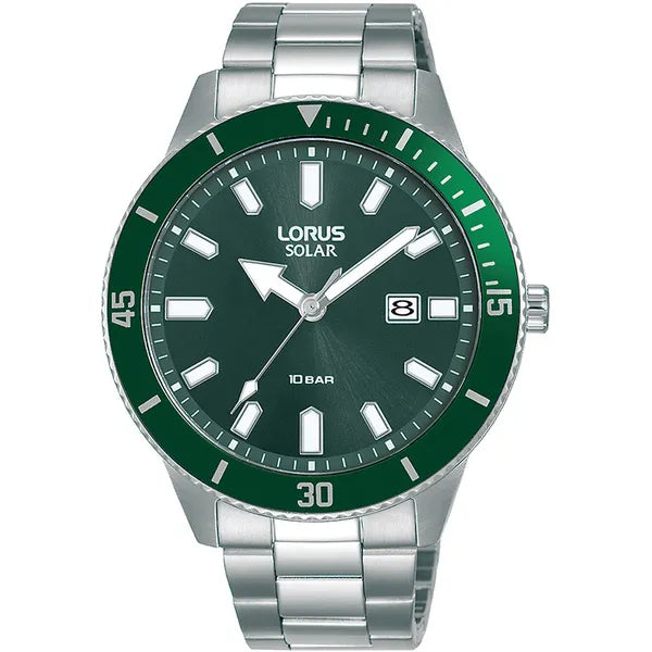 Lorus RX315AX9 férfi kvarc karóra, zöld számlap, acél szíj, 42 mm, WR50