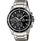 Casio Edifice férfi kronográf karóra, 43 mm, WR100, rozsdamentes acél, fekete