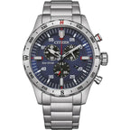 Citizen Eco-Drive férfi kronográf óra, acél, kék számlap, WR100, AT2520-89L