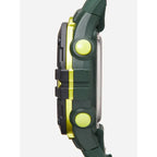 Lorus férfi karóra R2327PX9, zöld szilikon szíj, WR100, stopper, ébresztő