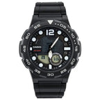 Casio AEQ-100W-1AV férfi karóra, világidő, WR100, gyanta szíj, fekete
