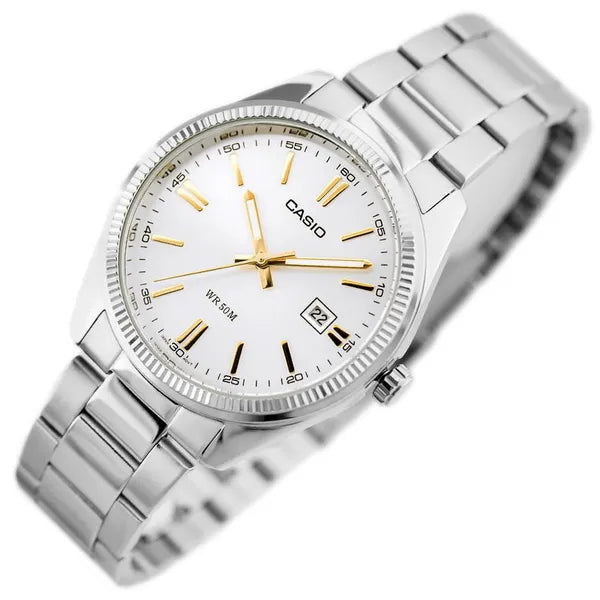 Casio férfi karóra MTP-1302D-7A2VDF, ezüst, acél, quartz, WR50, 38 mm díszdoboz