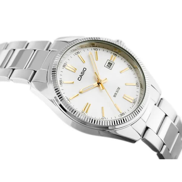Casio férfi karóra MTP-1302D-7A2VDF, ezüst, acél, quartz, WR50, 38 mm díszdoboz