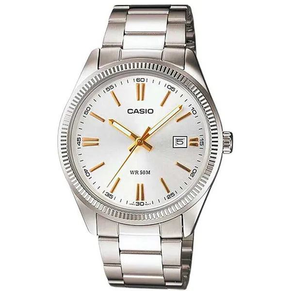 Casio férfi karóra MTP-1302D-7A2VDF, ezüst, acél, quartz, WR50, 38 mm díszdoboz