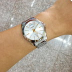 Casio MTP-1370D-7A2V férfi karóra, acél szíj, ezüst számlap, WR50, kvarc
