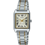 Casio LTP-V007SG-9B női karóra, téglalap, két tónusú acél szíj, arany számlap