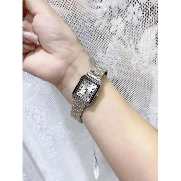 Casio LTP-V007SG-9B női karóra, téglalap, két tónusú acél szíj, arany számlap