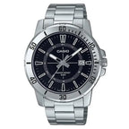 Casio férfi karóra MTP-VD01D-1CVUDF, 44 mm, acél, fekete, WR50, dátum, kvarc