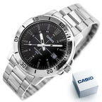 Casio férfi karóra MTP-VD01D-1CVUDF, 44 mm, acél, fekete, WR50, dátum, kvarc