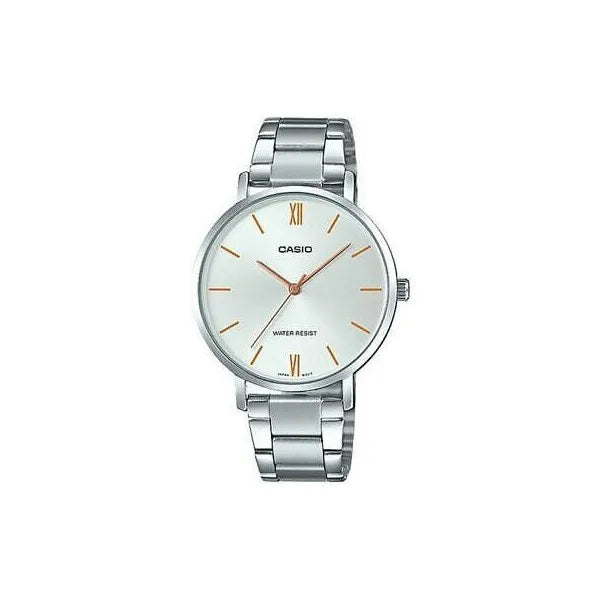 Casio LTP-VT01D-7B női karóra, ezüst, acél szíj, kvarc, WR30, díszdoboz