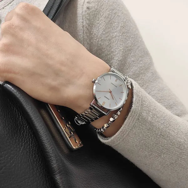 Casio LTP-VT01D-7B női karóra, ezüst, acél szíj, kvarc, WR30, díszdoboz