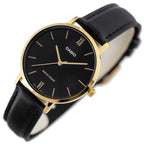Casio LTP-VT01GL-1B női karóra, kvarc, 34 mm, fekete/arany, bőr szíj