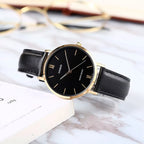 Casio LTP-VT01GL-1B női karóra, kvarc, 34 mm, fekete/arany, bőr szíj