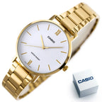 Casio LTP-VT01G-7BUDF női karóra, arany nemesacél, fehér számlap, 40 mm