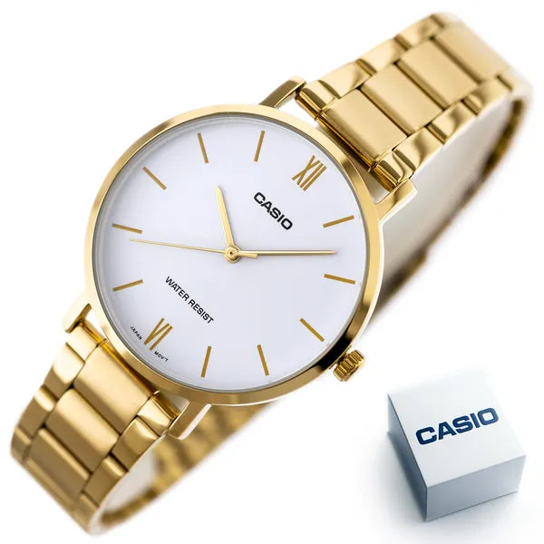 Casio LTP-VT01G-7BUDF női karóra, arany nemesacél, fehér számlap, 40 mm