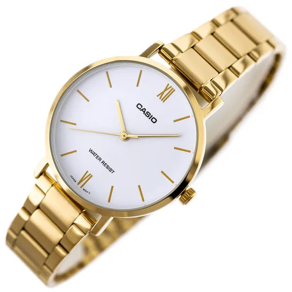 Casio LTP-VT01G-7BUDF női karóra, arany nemesacél, fehér számlap, 40 mm