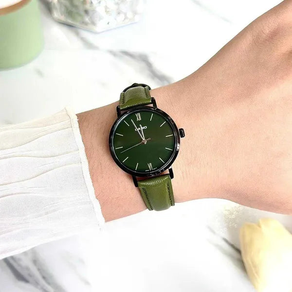 Casio női karóra LTP-VT02BL-3A, zöld számlap, zöld bőr szíj, 30 mm, WR30