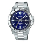Casio MTP-VD01D-2E férfi karóra, acél szíj, kék számlap, 44 mm, WR50