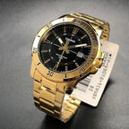 Casio férfi karóra MTP-VD01G-1CVUDF, arany acél, fekete, 44 mm, WR50, dátum