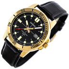 Casio MTP-VD01GL-1E férfi karóra, arany tok, fekete bőrszíj, 44 mm, WR50, dátum