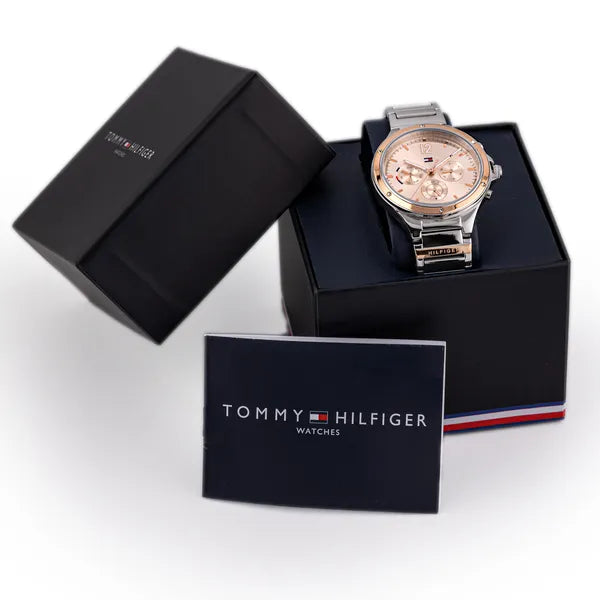 Tommy Hilfiger Eve női karóra, 39 mm, ezüst–rózsaarany, acél, kvarc