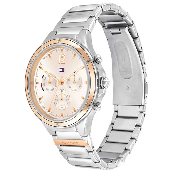 Tommy Hilfiger Eve női karóra, 39 mm, ezüst–rózsaarany, acél, kvarc