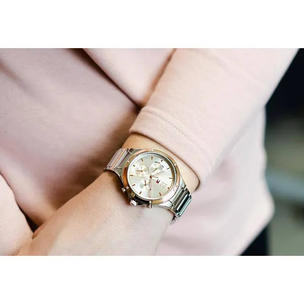 Tommy Hilfiger Eve női karóra, 39 mm, ezüst–rózsaarany, acél, kvarc