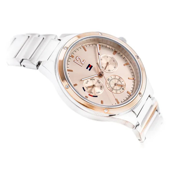 Tommy Hilfiger Eve női karóra, 39 mm, ezüst–rózsaarany, acél, kvarc