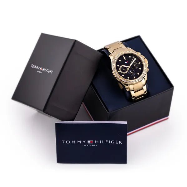 Tommy Hilfiger Brooklyn 1782570 női karóra, arany acél, fekete számlap, 41 mm