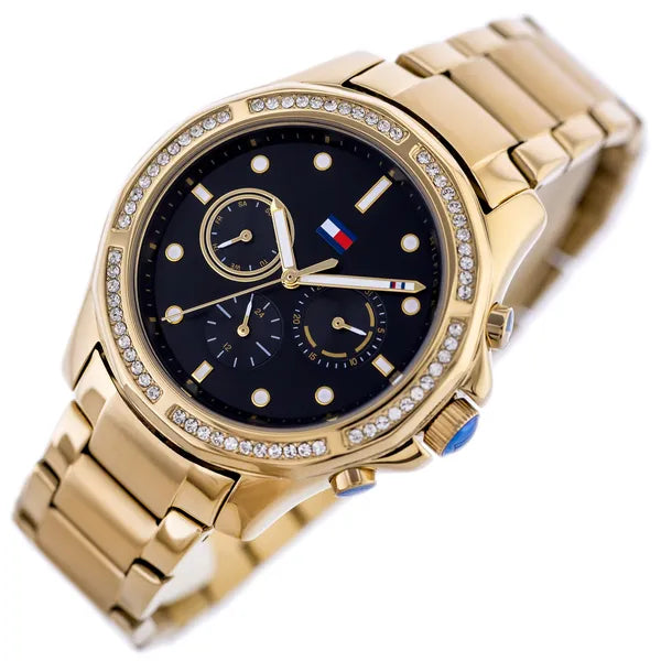 Tommy Hilfiger Brooklyn 1782570 női karóra, arany acél, fekete számlap, 41 mm