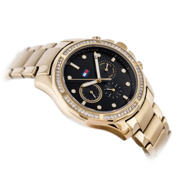 Tommy Hilfiger Brooklyn 1782570 női karóra, arany acél, fekete számlap, 41 mm