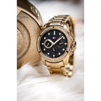 Tommy Hilfiger Brooklyn 1782570 női karóra, arany acél, fekete számlap, 41 mm