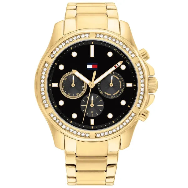 Tommy Hilfiger Brooklyn 1782570 női karóra, arany acél, fekete számlap, 41 mm