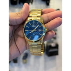 Casio MTP-VD03G-2A férfi karóra, arany acél, kék számlap, WR50, 42 mm