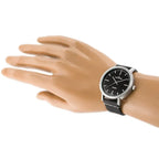 Jordan Kerr 16500 férfi kvarcóra, fekete bőrszíj, 42 mm, WR30