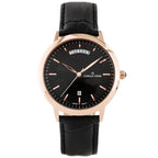 Jordan Kerr férfi karóra, 40 mm, fekete számlap, bőrszíj, rózsaarany tok, kvarc