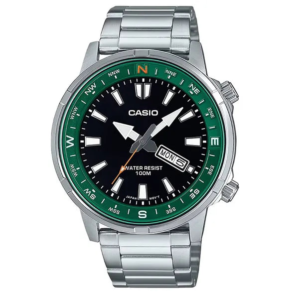 Casio MTD-130D-1A3 férfi karóra, acél, fekete számlap, WR100