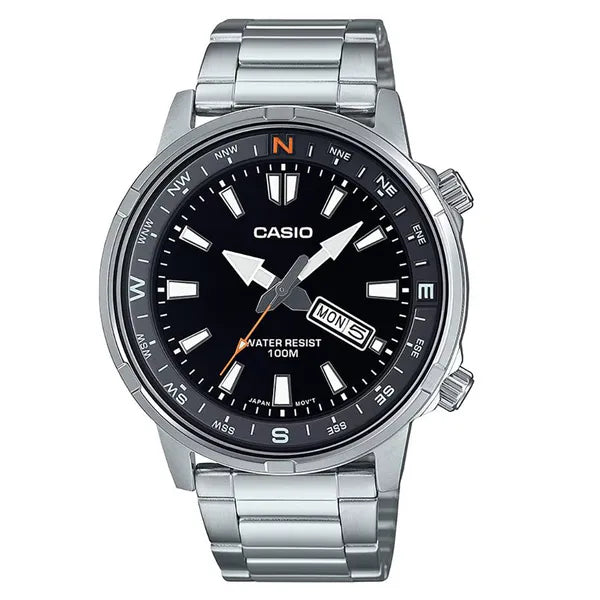 Casio MTD-130D-1A4 férfi karóra, acél szíj, fekete, WR100, 41 mm
