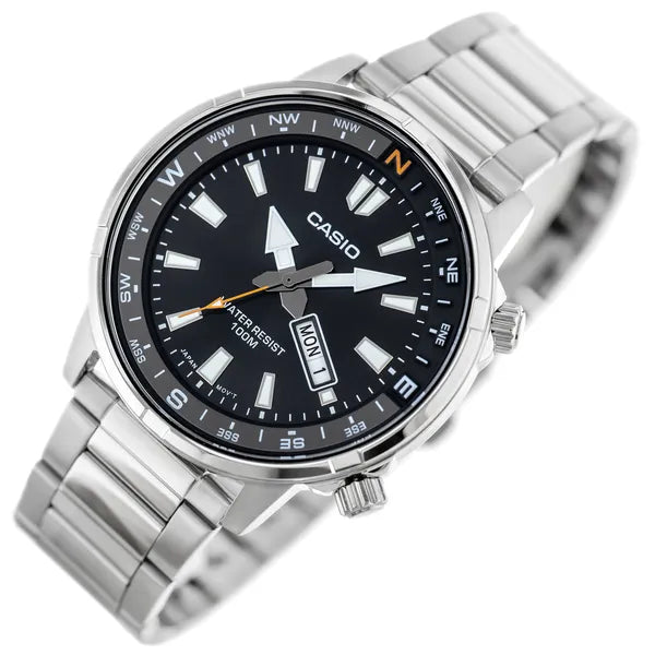 Casio MTD-130D-1A4 férfi karóra, acél szíj, fekete, WR100, 41 mm
