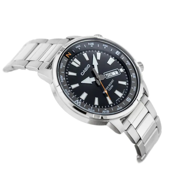Casio MTD-130D-1A4 férfi karóra, acél szíj, fekete, WR100, 41 mm