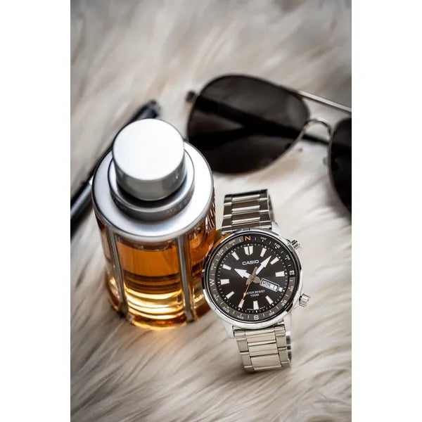 Casio MTD-130D-1A4 férfi karóra, acél szíj, fekete, WR100, 41 mm