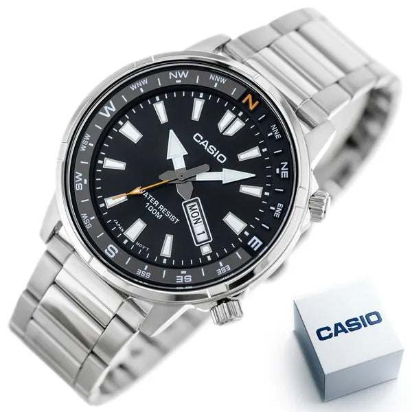 Casio MTD-130D-1A4 férfi karóra, acél szíj, fekete, WR100, 41 mm