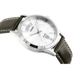Casio MTP-1381L-7AV férfi karóra, 40 mm, ezüst számlap, barna bőr, WR50