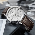 Casio MTP-1381L-7AV férfi karóra, 40 mm, ezüst számlap, barna bőr, WR50